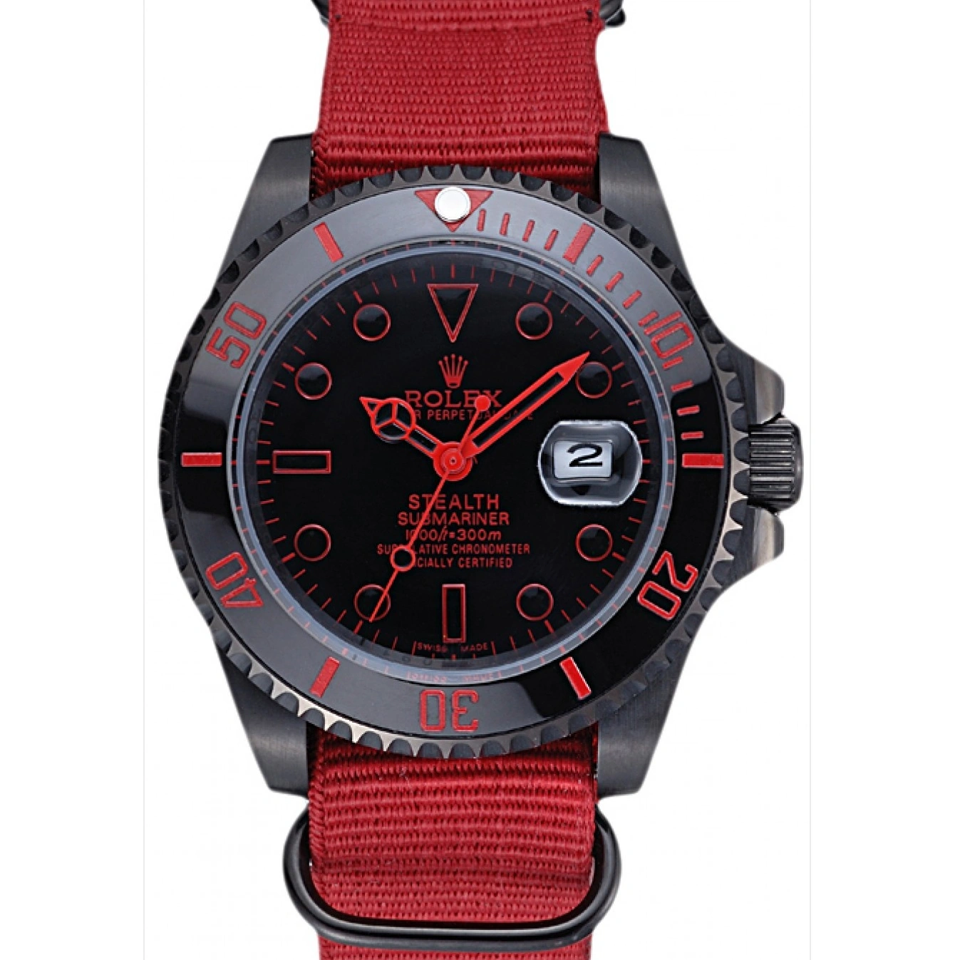 Aaa replica watch Nylon Stealth 622010 Submariner Red Rolex Strap 1014